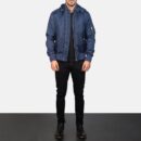 Hanklin Ma-1 Blue Hooded Bomber Jacket