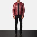 Alex Distressed Burgundy Leather Jacket