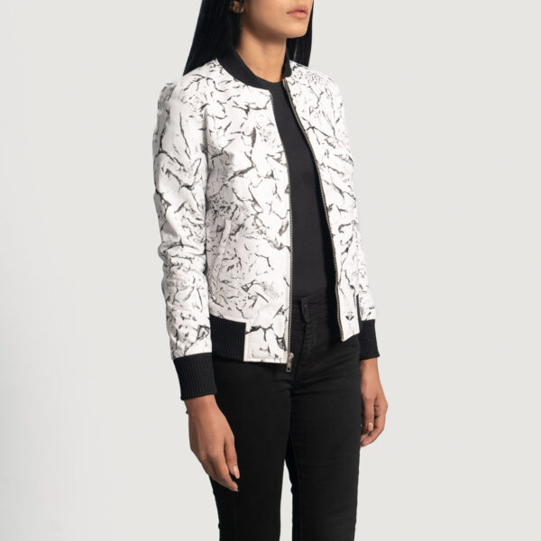 Donna Blake White Leather Bomber Jacket - Image 5