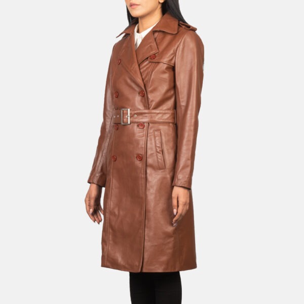 Alice Brown Double Breasted Leather Coat - Image 6