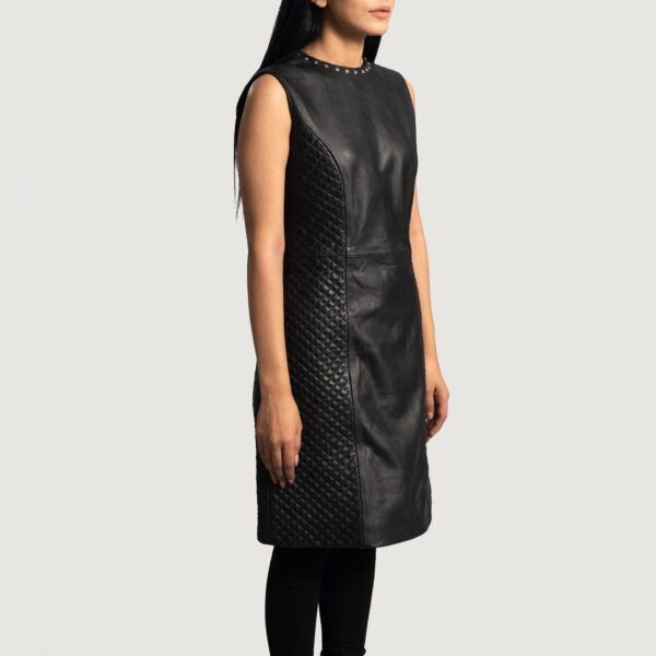 Luxe Black Leather Dress - Image 4