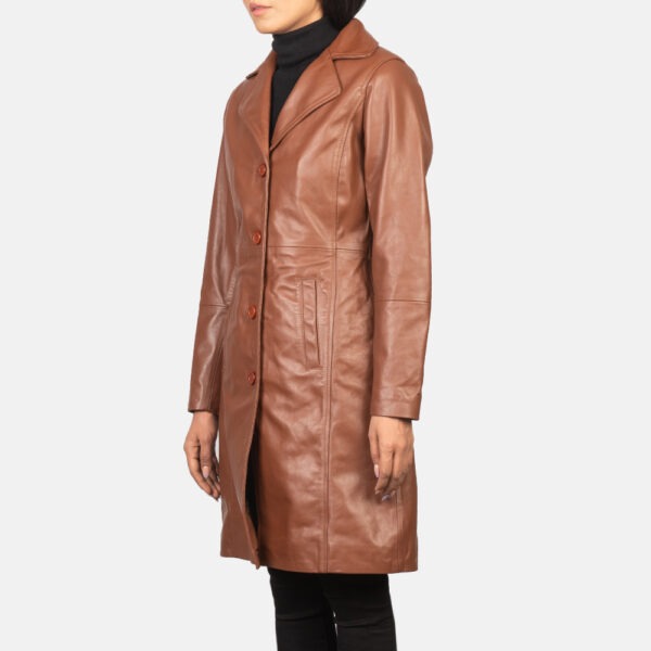Alexis Brown Single Breasted Leather Coat - Image 6