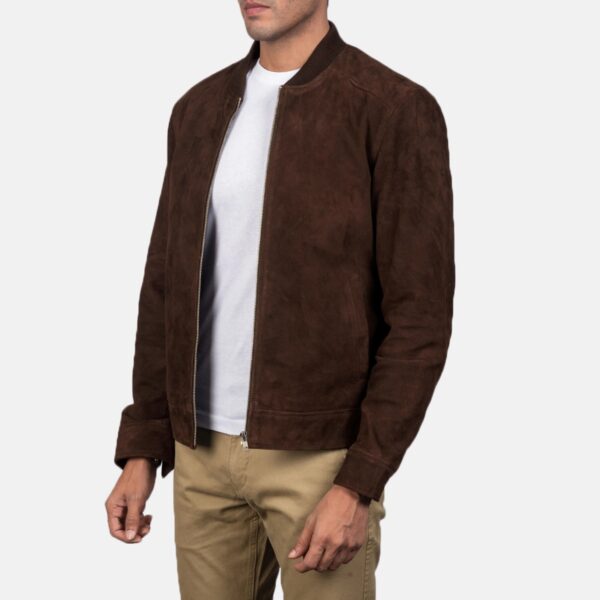 Blain Mocha Suede Bomber Jacket - Image 3