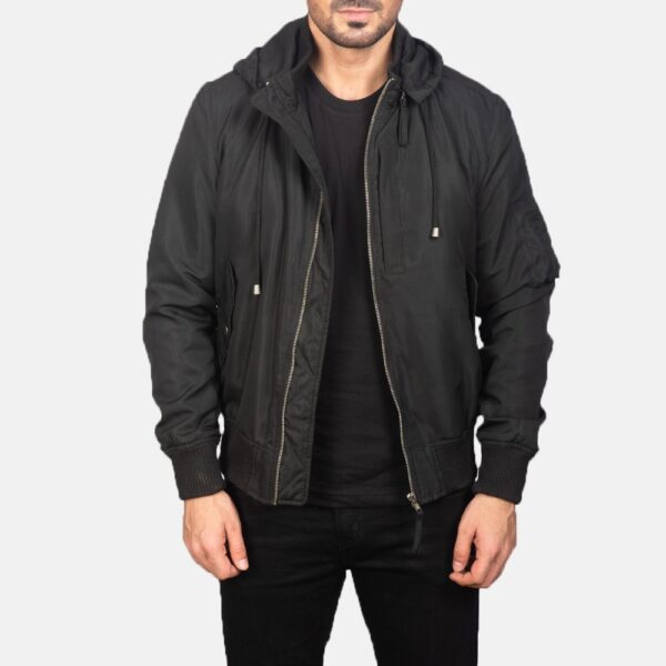 Hanklin Ma-1 Black Hooded Bomber Jacket - Image 5