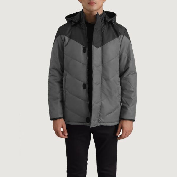 Luka Black & Grey Hooded Puffer Jacket - Image 6