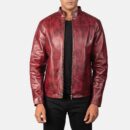 Alex Distressed Burgundy Leather Jacket