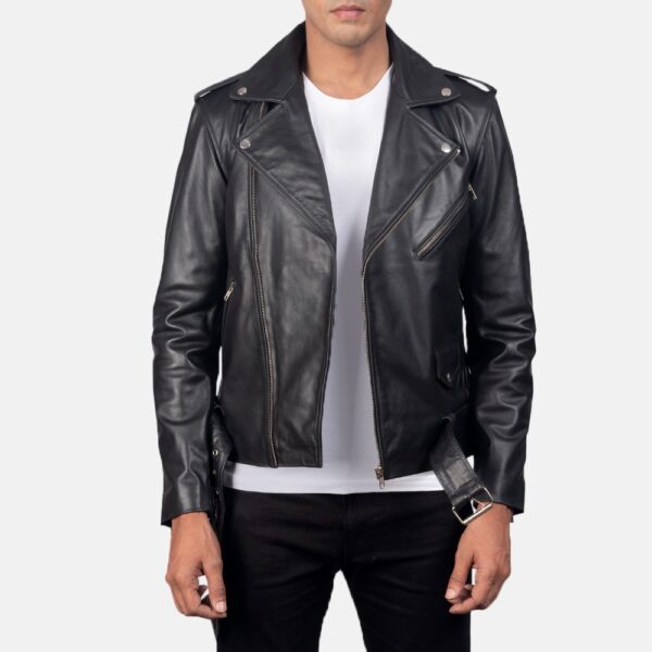 Allaric Alley Black Leather Biker Jacket - Image 3