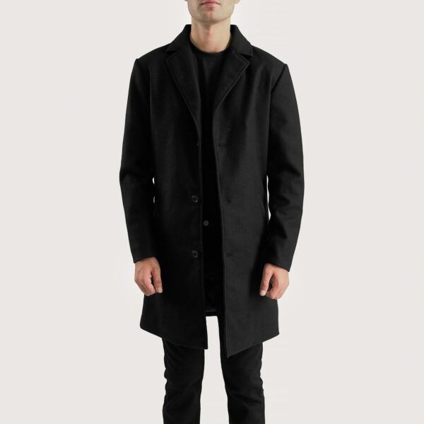Petrillo Black Wool Single Breasted Coat - Image 3