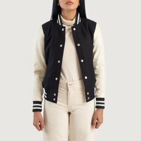 Savant Black & White Hybrid Varsity Jacket - Image 6