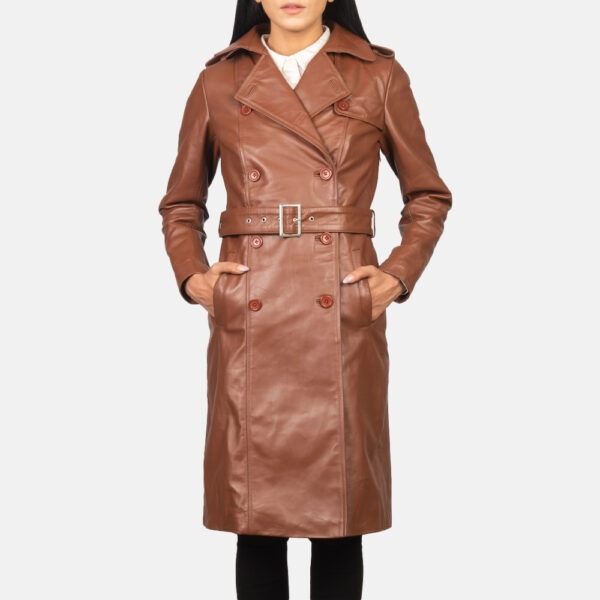 Alice Brown Double Breasted Leather Coat - Image 5