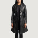 Moonlight Black Leather Trench Coat