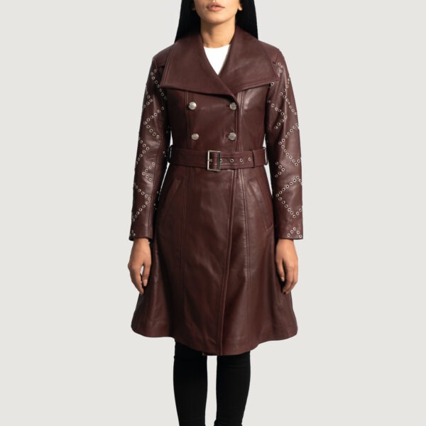 Missoni Maroon Leather Trench Coat - Image 5