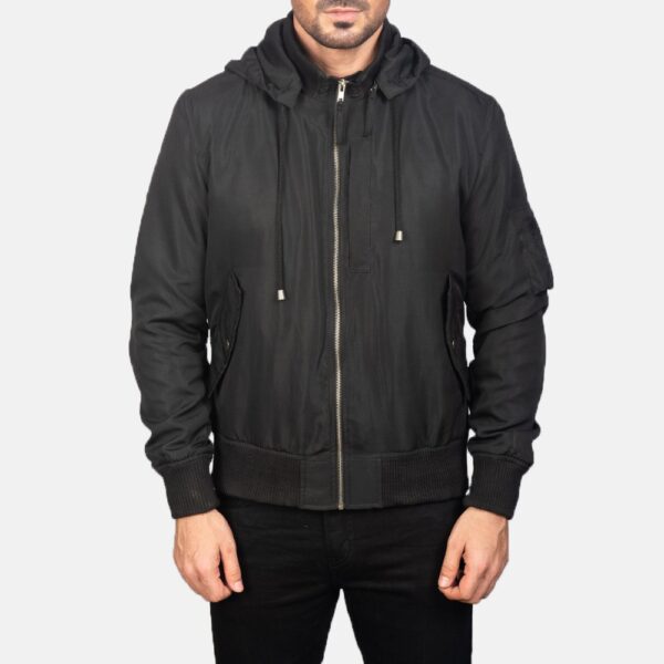 Hanklin Ma-1 Black Hooded Bomber Jacket - Image 4