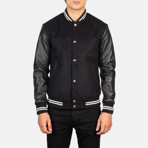 Vaxton Black Striped Hybrid Varsity Jacket - Image 5