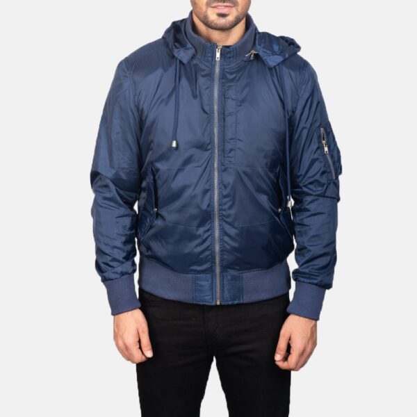 Hanklin Ma-1 Blue Hooded Bomber Jacket - Image 5