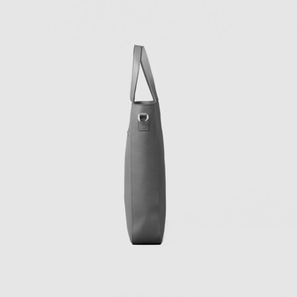 The Poet Grey Leather Tote Bag - Image 4