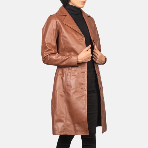 Alexis Brown Single Breasted Leather Coat - Image 4