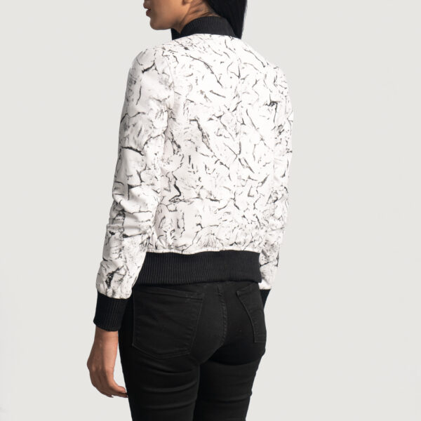 Donna Blake White Leather Bomber Jacket - Image 2