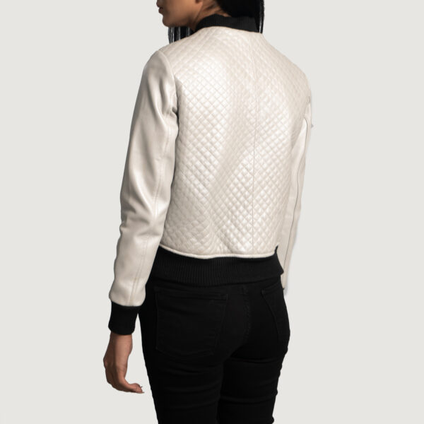 Lana Silver Leather Bomber Jacket - Image 4