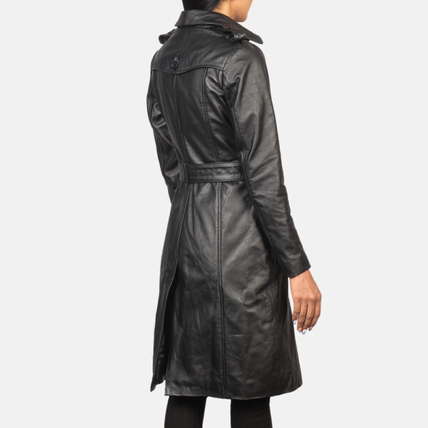 Alice Black Double Breasted Leather Coat - Image 2