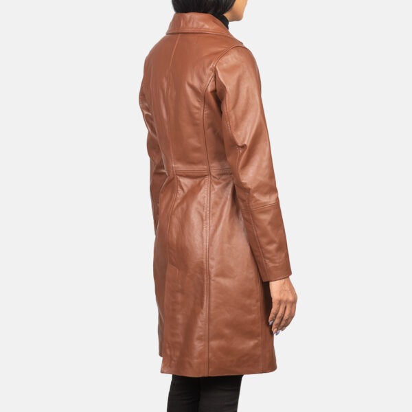 Alexis Brown Single Breasted Leather Coat - Image 3