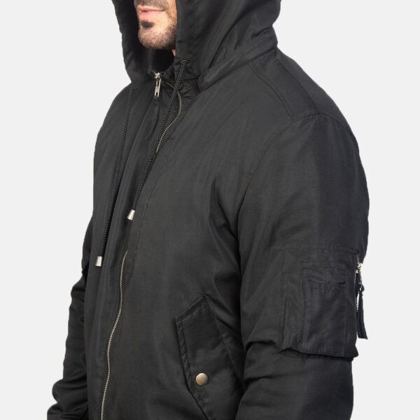 Hanklin Ma-1 Black Hooded Bomber Jacket - Image 2