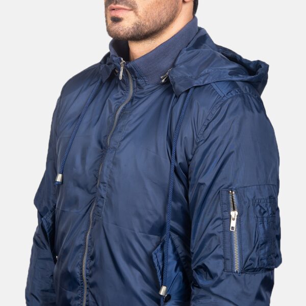 Hanklin Ma-1 Blue Hooded Bomber Jacket - Image 3