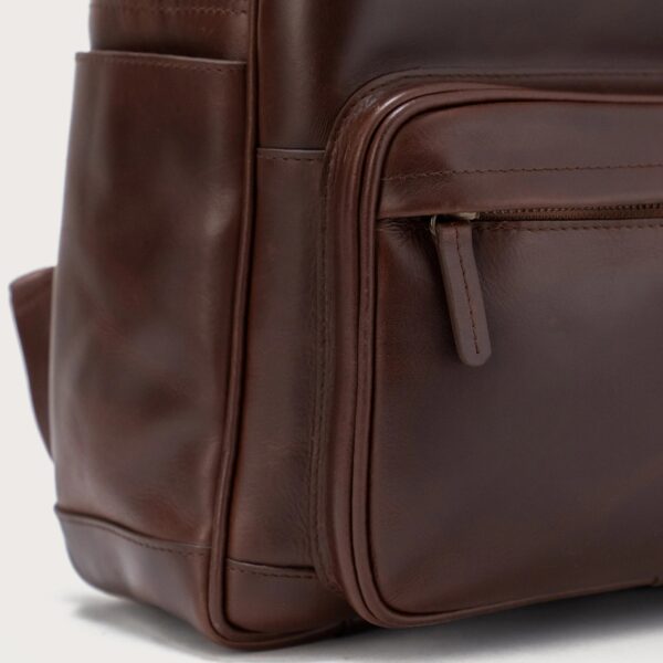 The Philos Vintage Brown Leather Backpack - Image 6