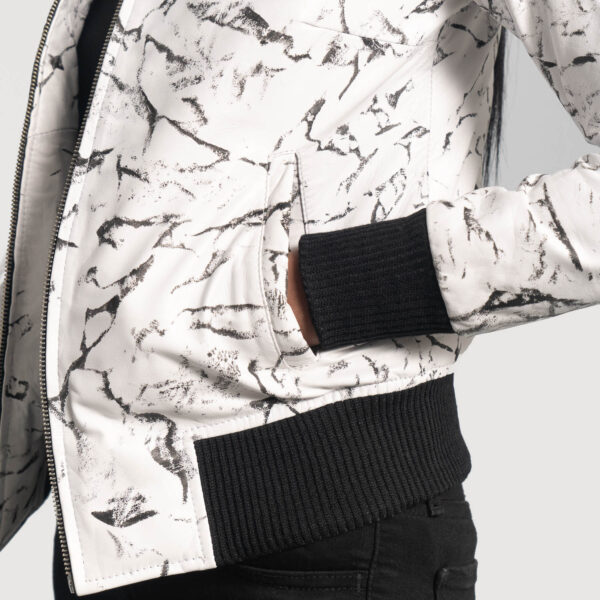Donna Blake White Leather Bomber Jacket - Image 6