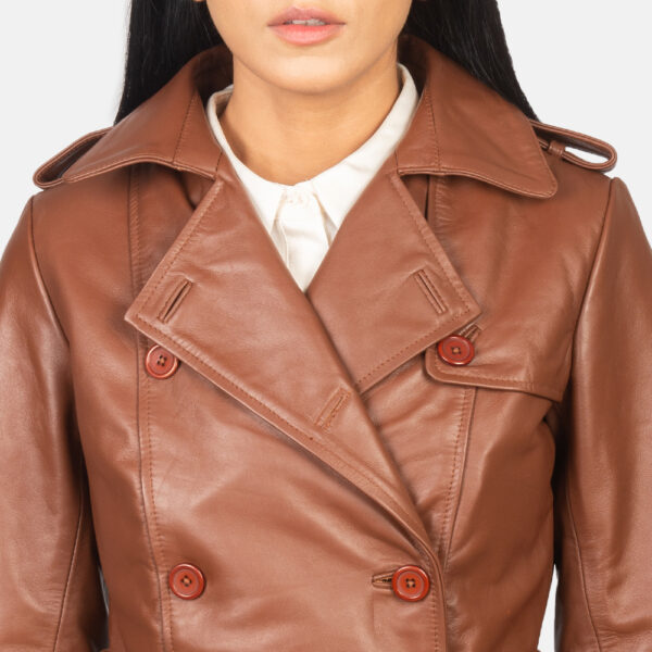 Alice Brown Double Breasted Leather Coat - Image 2