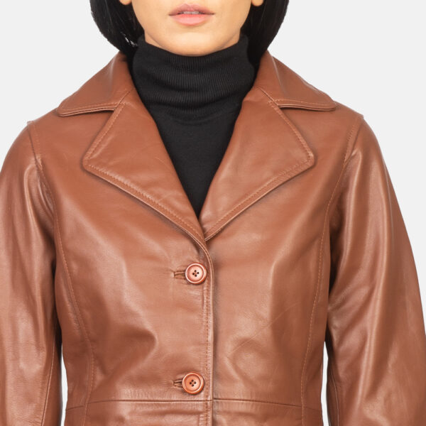 Alexis Brown Single Breasted Leather Coat - Image 2