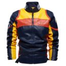 Men’s Biker PU Café Racer Brown Multi Color Retro Moto Riding Faux Leather Jacket