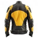 Man's Biker Leather Jacket Yellow And Black Padded Shoulder And Elbow Protection