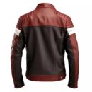 Men’s Maroon Brown Sheepskin Biker Slim Fit Stylish Quilted Moto Leather Jacket