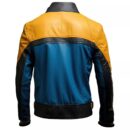 Men’s Blue Mustard Genuine Sheepskin Sporty Stylish Biker Riding Leather Jacket