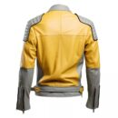 Men’s Grey Mustard Genuine Sheepskin Fashionable Café Racer Biker Leather Jacket