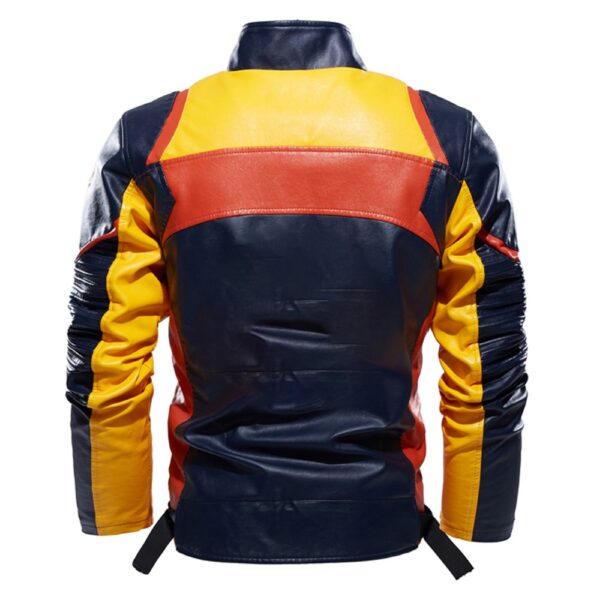 Men’s Biker PU Café Racer Brown Multi Color Retro Moto Riding Faux Leather Jacket - Image 2
