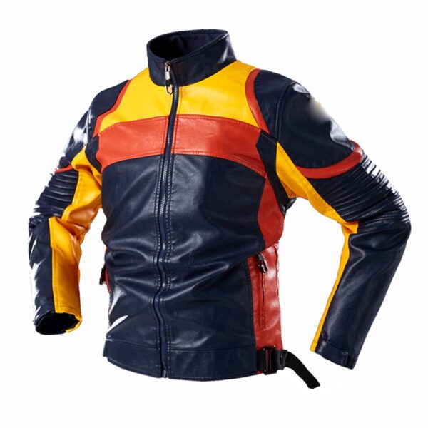 Men’s Biker PU Café Racer Brown Multi Color Retro Moto Riding Faux Leather Jacket - Image 3