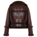 Womens Fashion Style Shearling Sheepskin Moto Brown Jacket