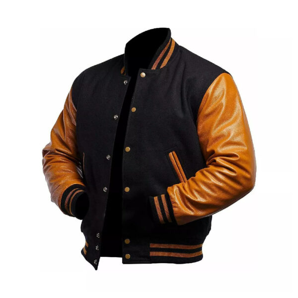 Mens Genuine Brown Hooded Bomber Leather Jacket Real Lambskin Waxed Design