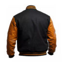 Mens Genuine Brown Hooded Bomber Leather Jacket Real Lambskin Waxed Design