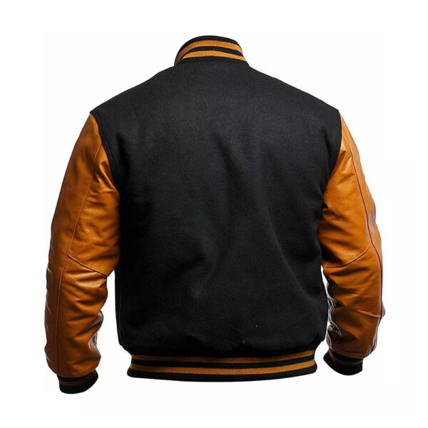 Mens Genuine Brown Hooded Bomber Leather Jacket Real Lambskin Waxed Design - Image 2