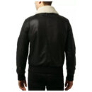 Men Fashion Style Black Bomber Leather Jacket Fur Collar Lambskin
