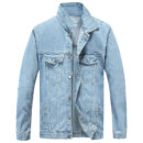 Mens Denim Jacket Casual Loose Fit Button Down Denim Trucker Jacket Coat