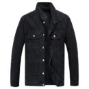 Mens Denim Jacket Casual Loose Fit Button Down Denim Trucker Jacket Coat Black
