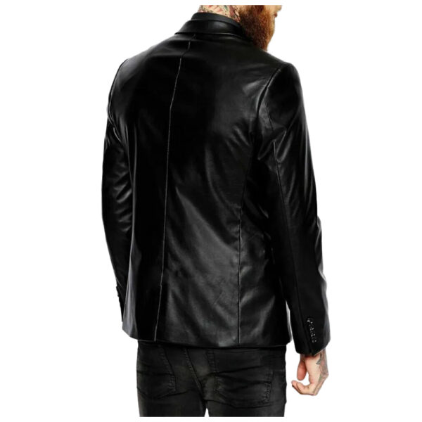 Men's Black Genuine Lambskin Blazer Two Button Slim Fit Coat Real Leather Jacket - Image 2