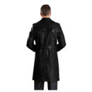 New Men's Black Leather Lambskin Trench Length Slim Fit Stylish Winter Over Coat