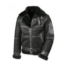 Men’s Black Aviator Sheepskin Shearling Leather Jacket