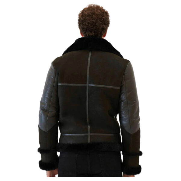 Mens Fashion Style Shearling Leather Moto Jacket In Black - Image 2