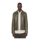 Mens Sunflower Fashion Style Short Leather Jacket Green